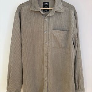 Gray Corduroy Button Down Shirt